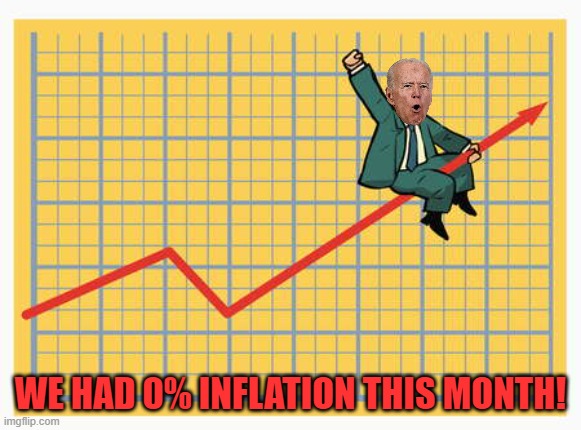 Man riding arrow | WE HAD 0% INFLATION THIS MONTH! | image tagged in man riding arrow | made w/ Imgflip meme maker