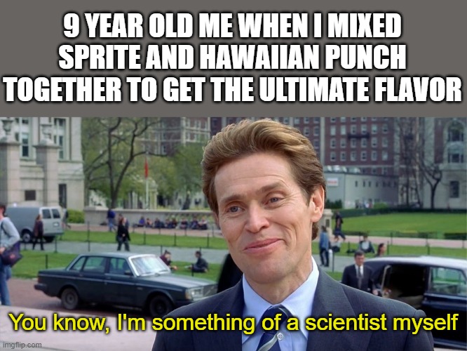 You know, I'm something of a scientist myself | 9 YEAR OLD ME WHEN I MIXED SPRITE AND HAWAIIAN PUNCH TOGETHER TO GET THE ULTIMATE FLAVOR; You know, I'm something of a scientist myself | image tagged in you know i'm something of a scientist myself | made w/ Imgflip meme maker