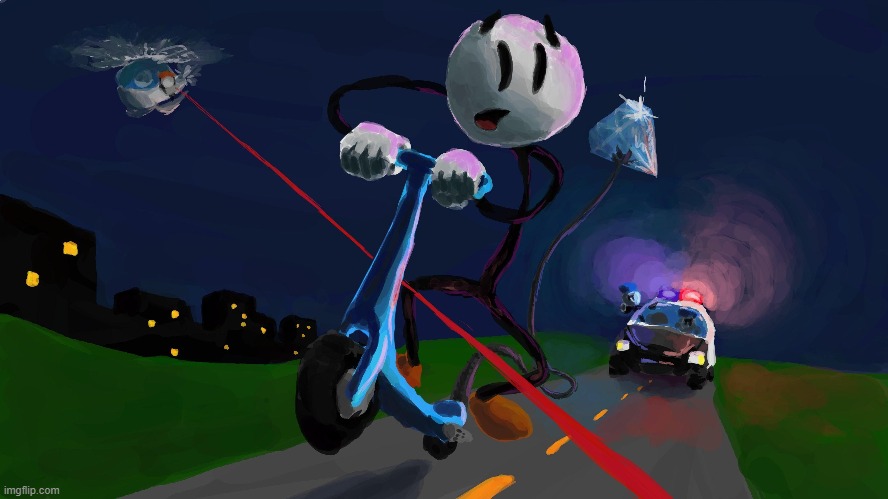 Epic artwork of Henry Stickmin on a police chase | made w/ Imgflip meme maker