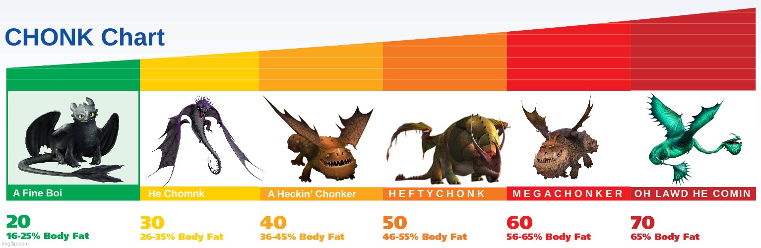 Dragon Chonk Chart | image tagged in chonk chart | made w/ Imgflip meme maker