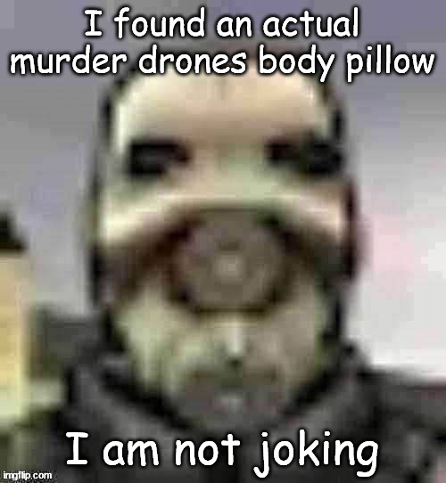 peak content | I found an actual murder drones body pillow; I am not joking | image tagged in peak content | made w/ Imgflip meme maker