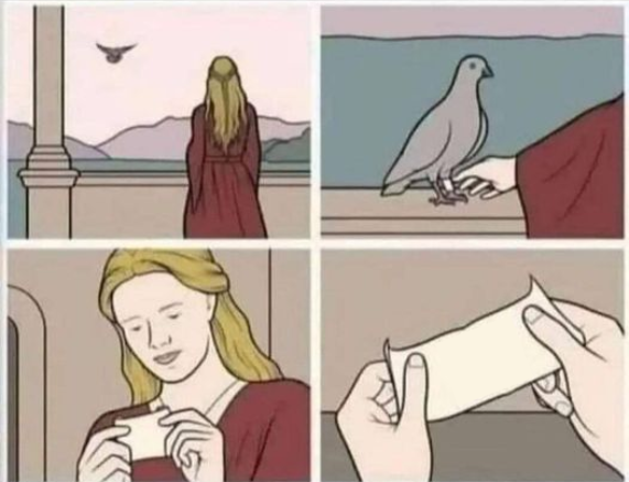 Pigeon handing note Blank Meme Template