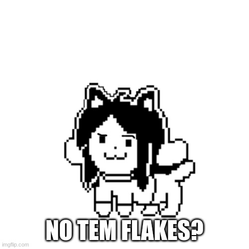 no tem flakes? | NO TEM FLAKES? | image tagged in temmie,memes,funny,no bitches,lolz | made w/ Imgflip meme maker