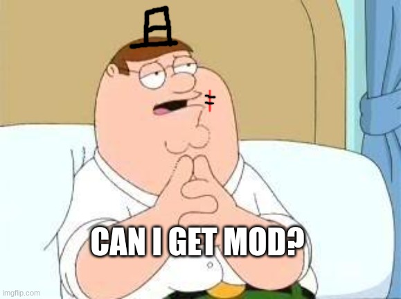 just wondering :p [Lilipop Note: Ok :>] | CAN I GET MOD? | image tagged in peter griffin go on,memes,funny,sammy,peter griffin,mod | made w/ Imgflip meme maker