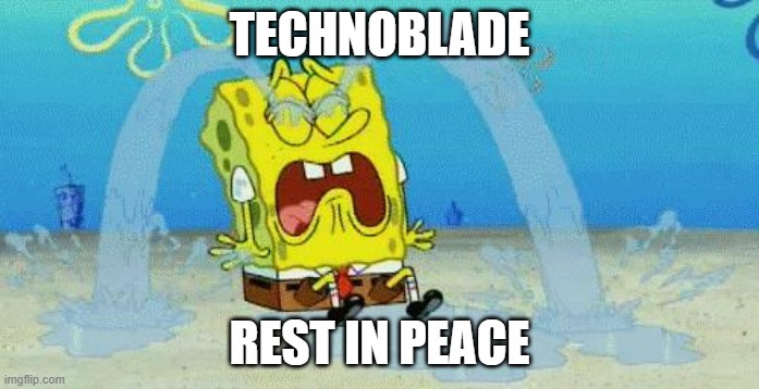 sad crying spongebob | TECHNOBLADE; REST IN PEACE | image tagged in sad crying spongebob | made w/ Imgflip meme maker