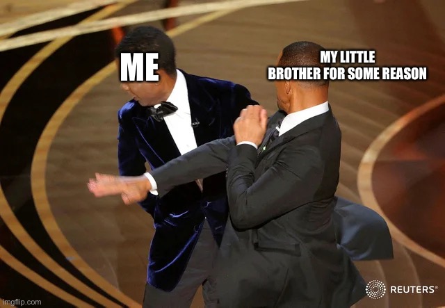 Always… they always do this | ME; MY LITTLE BROTHER FOR SOME REASON | image tagged in will smith punching chris rock | made w/ Imgflip meme maker