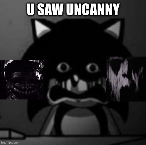 Sonic becoming uncanny | U SAW UNCANNY | image tagged in sonic becoming uncanny | made w/ Imgflip meme maker