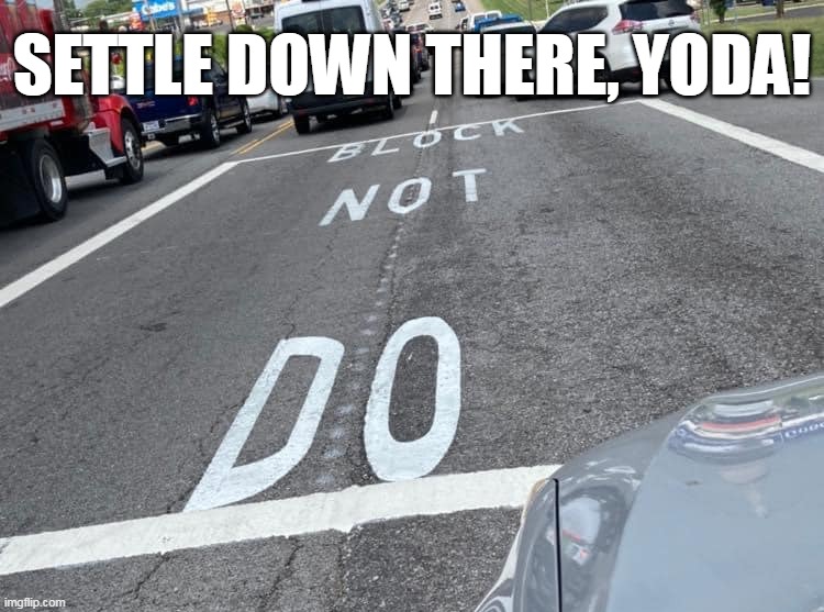Fined You'll Be | SETTLE DOWN THERE, YODA! | image tagged in meme,memes,humor,signs,roads | made w/ Imgflip meme maker