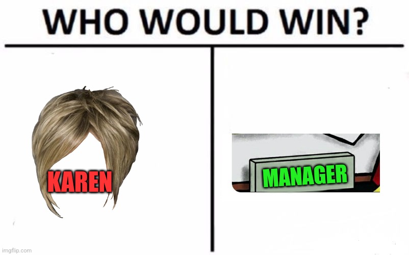 Unstoppable  Force v Unmovable Object | KAREN; MANAGER | image tagged in memes,who would win | made w/ Imgflip meme maker