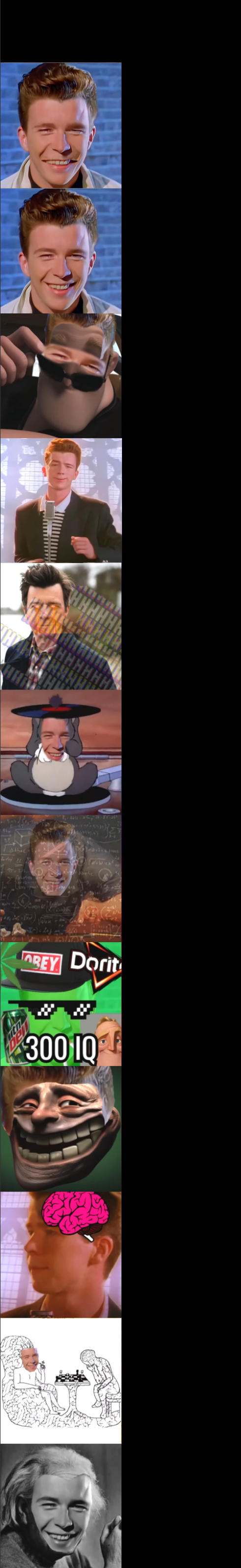Rick Astley Becoming Genius Blank Meme Template