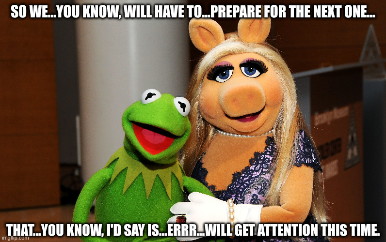 The Next One | SO WE...YOU KNOW, WILL HAVE TO...PREPARE FOR THE NEXT ONE... THAT...YOU KNOW, I'D SAY IS...ERRR...WILL GET ATTENTION THIS TIME. | image tagged in bill gates,melinda gates,kermit | made w/ Imgflip meme maker