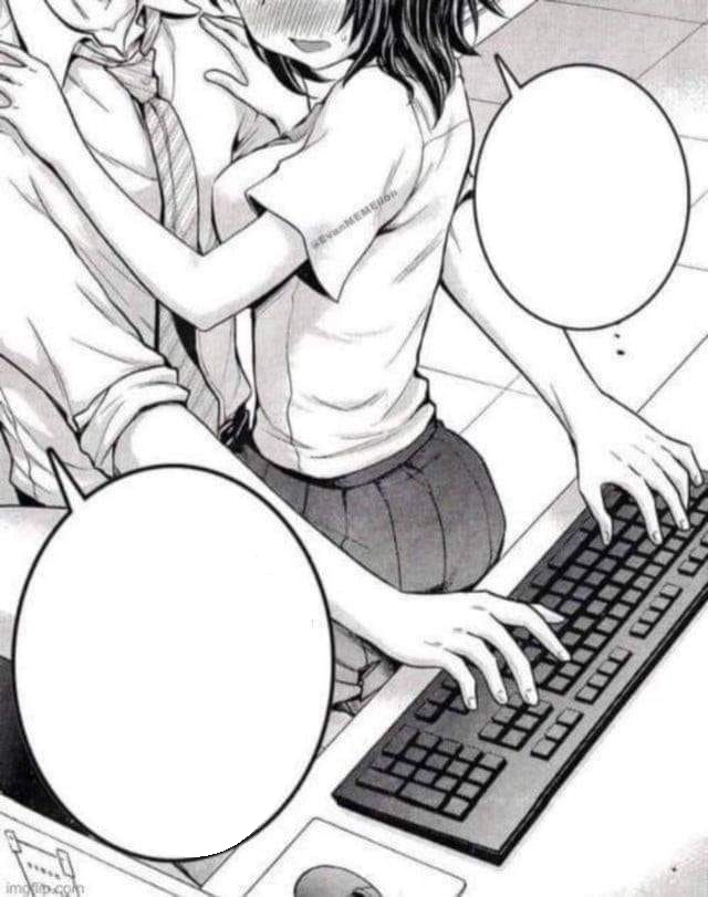 High Quality GIRLFRIEND TRIES TO GET BOYFRIEND OFF THE COMPUTER Blank Meme Template