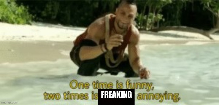 Vaas one time is funny | FREAKING | image tagged in vaas one time is funny | made w/ Imgflip meme maker