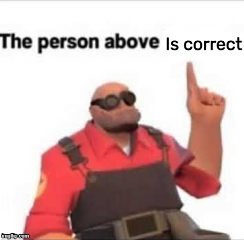 Is correct | image tagged in the person above | made w/ Imgflip meme maker