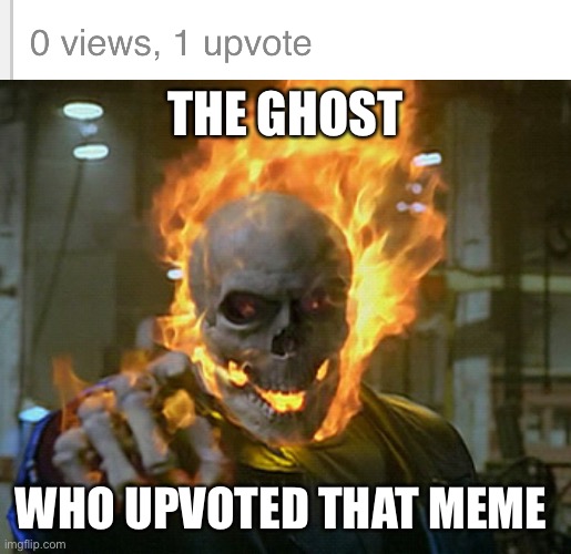 There are things that exists in this world that we might not see :3 | THE GHOST; WHO UPVOTED THAT MEME | image tagged in ghost rider,memes,ghosts | made w/ Imgflip meme maker