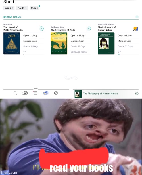 when there zelda books | read your books | image tagged in i'll take your entire stock | made w/ Imgflip meme maker