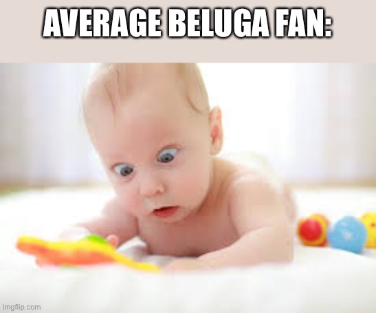 All of his videos go along the line of “haha discord moderator is fat” and nothing else | AVERAGE BELUGA FAN: | image tagged in idiotic baby | made w/ Imgflip meme maker