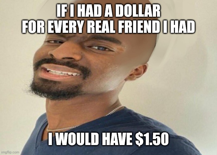 Idk | IF I HAD A DOLLAR FOR EVERY REAL FRIEND I HAD; I WOULD HAVE $1.50 | image tagged in goofy looking ass | made w/ Imgflip meme maker