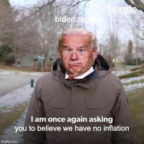 kAmALa Harris | biden regime; you to believe we have no inflation | image tagged in memes,bernie i am once again asking for your support | made w/ Imgflip meme maker