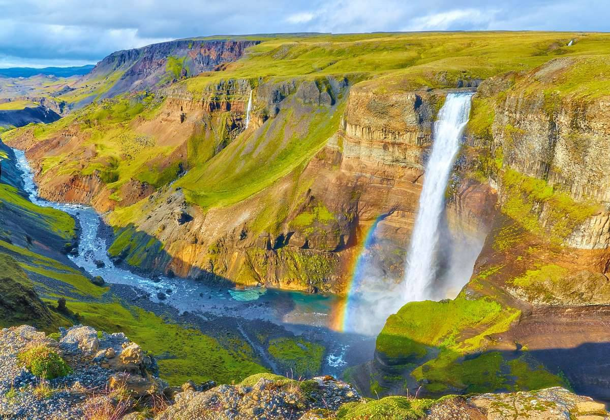 Haifoss Waterfall in Iceland | image tagged in awesome | made w/ Imgflip meme maker