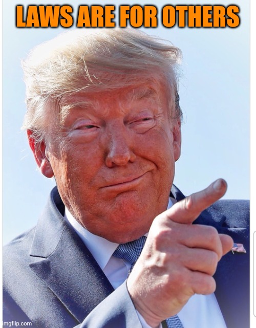 Trump pointing | LAWS ARE FOR OTHERS | image tagged in trump pointing | made w/ Imgflip meme maker