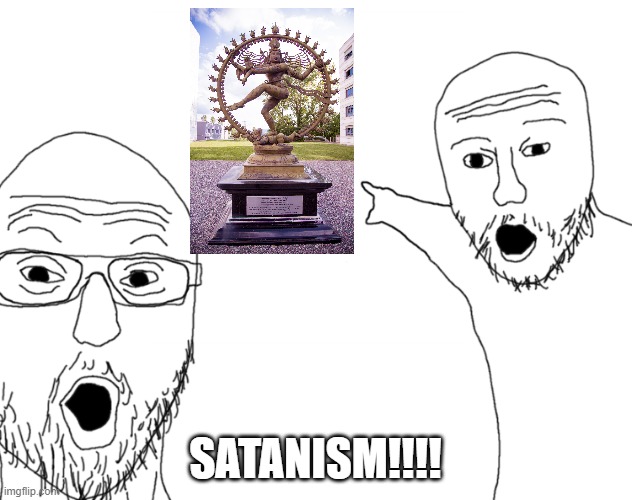 Soyjak Pointing | SATANISM!!!! | image tagged in soyjak pointing | made w/ Imgflip meme maker