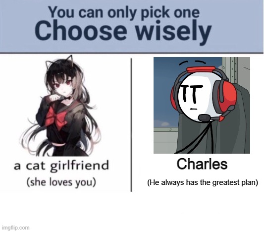 Choose wisely | Charles; (He always has the greatest plan) | image tagged in choose wisely | made w/ Imgflip meme maker