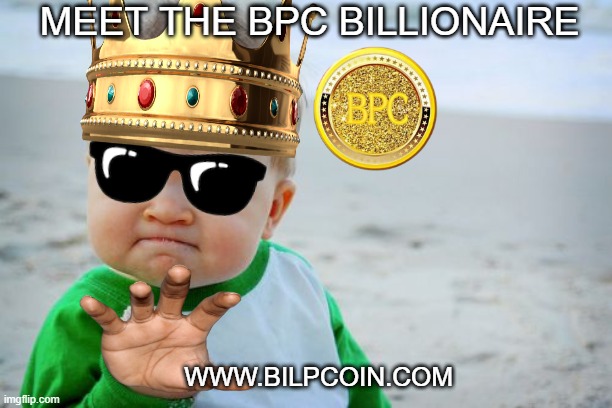 Success Kid Original Meme | MEET THE BPC BILLIONAIRE; WWW.BILPCOIN.COM | image tagged in memes,success kid original | made w/ Imgflip meme maker