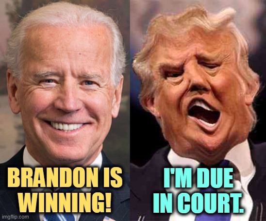 If an election were held today, Biden would beat Trump again. | BRANDON IS
WINNING! I'M DUE IN COURT. | image tagged in biden solid stable trump acid drugs,biden,success,trump,failure | made w/ Imgflip meme maker