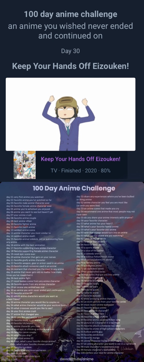 image tagged in 100 day anime challenge | made w/ Imgflip meme maker