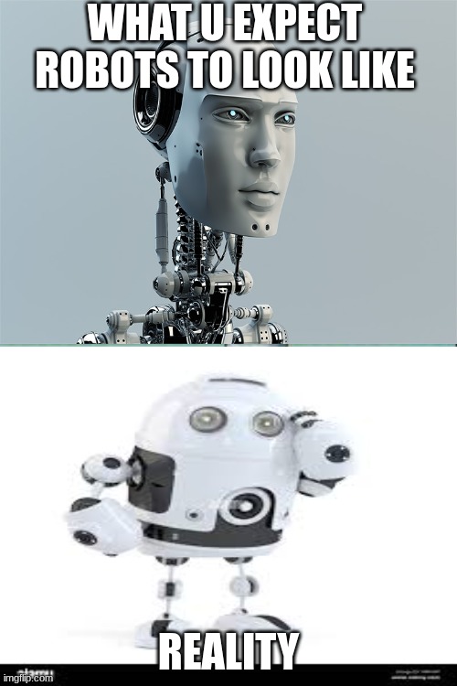 robot shortie |  WHAT U EXPECT ROBOTS TO LOOK LIKE; REALITY | image tagged in memes,robots | made w/ Imgflip meme maker
