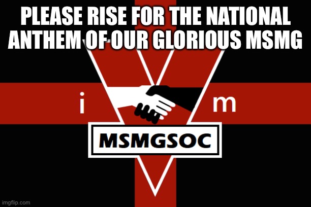 People in wheelchairs will be sent to MSMGSOC Reeducation Camp | PLEASE RISE FOR THE NATIONAL ANTHEM OF OUR GLORIOUS MSMG | image tagged in msmgsoc flag | made w/ Imgflip meme maker