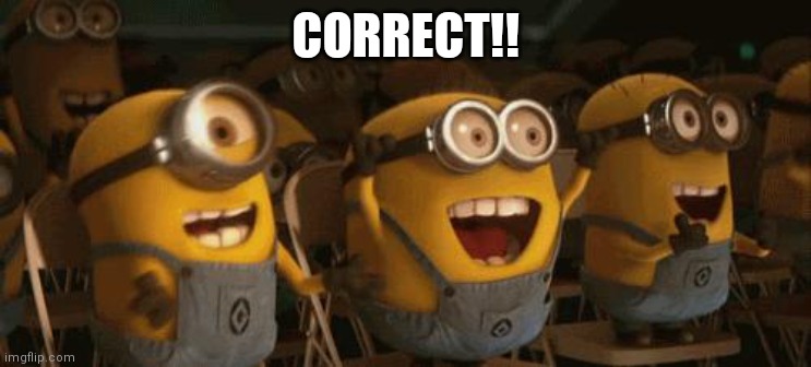 Cheering Minions | CORRECT!! | image tagged in cheering minions | made w/ Imgflip meme maker