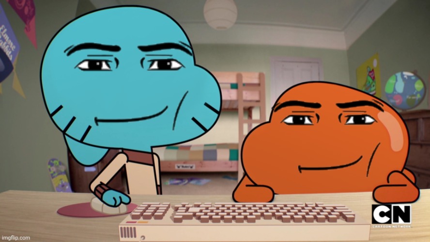 Add a face to gumball an Darwin | image tagged in add a face to gumball an darwin | made w/ Imgflip meme maker