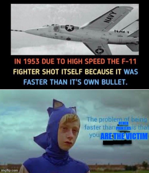 Stupid Fast Speeds | OTHER PRINTERS; ARE THE VICTIM | image tagged in 3d printing,bambu | made w/ Imgflip meme maker
