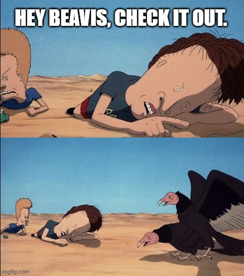  HEY BEAVIS, CHECK IT OUT. | image tagged in funny | made w/ Imgflip meme maker