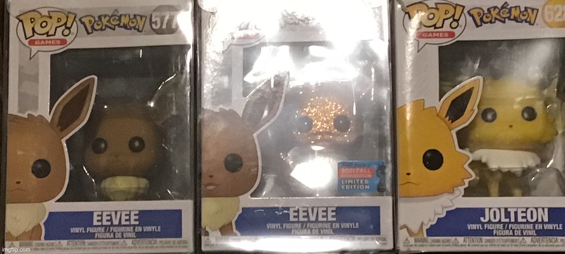 The Rare One… | image tagged in funko,eevee,jolteon,rare eevee,diamond eevee,rare | made w/ Imgflip meme maker