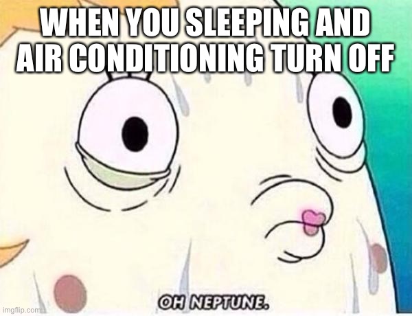 Oh neptune | WHEN YOU SLEEPING AND AIR CONDITIONING TURN OFF | image tagged in oh neptune,air conditioner | made w/ Imgflip meme maker