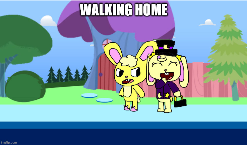 twinkie and cuddles walking home | WALKING HOME | made w/ Imgflip meme maker