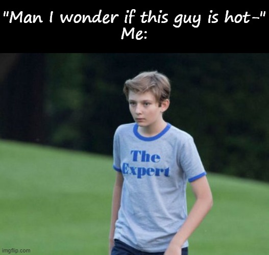 "Man I wonder if this guy is hot-"
Me: | image tagged in blankblack,the expert | made w/ Imgflip meme maker