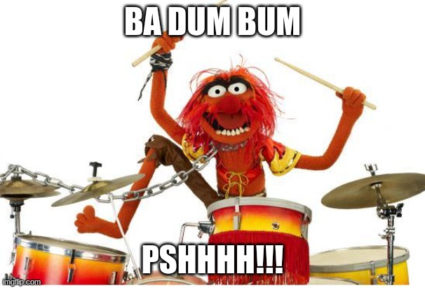 animal drums | BA DUM BUM PSHHHH!!! | image tagged in animal drums | made w/ Imgflip meme maker