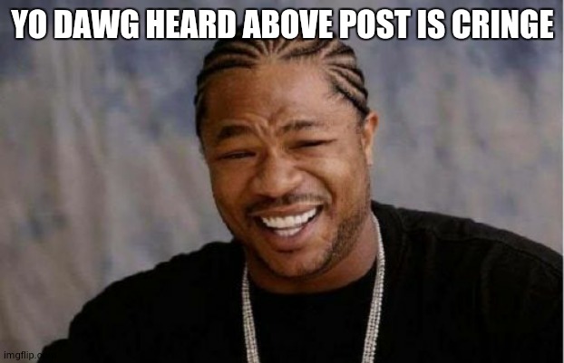Yo Dawg Heard You | YO DAWG HEARD ABOVE POST IS CRINGE | image tagged in memes,yo dawg heard you | made w/ Imgflip meme maker