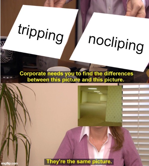 true | tripping; nocliping | image tagged in memes,they're the same picture | made w/ Imgflip meme maker
