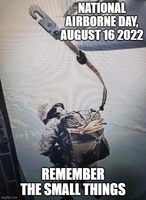 Airborne | NATIONAL AIRBORNE DAY, AUGUST 16 2022; REMEMBER THE SMALL THINGS | image tagged in airborne | made w/ Imgflip meme maker