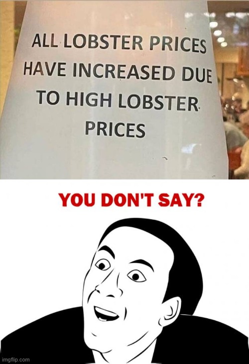 Why else would they increase? | image tagged in memes,you don't say,lobster | made w/ Imgflip meme maker