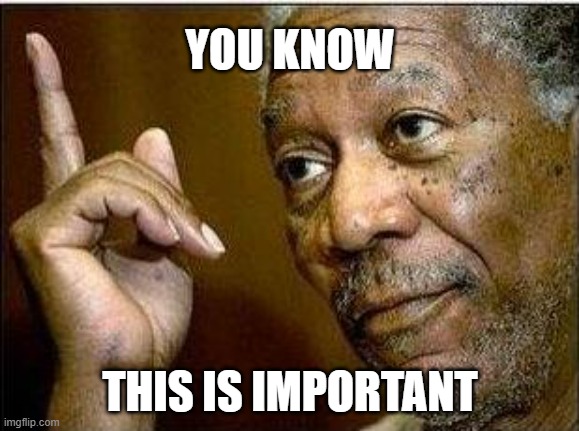 You know, this is important | YOU KNOW; THIS IS IMPORTANT | image tagged in morgan freeman,pointing,morgan freeman good luck,important | made w/ Imgflip meme maker