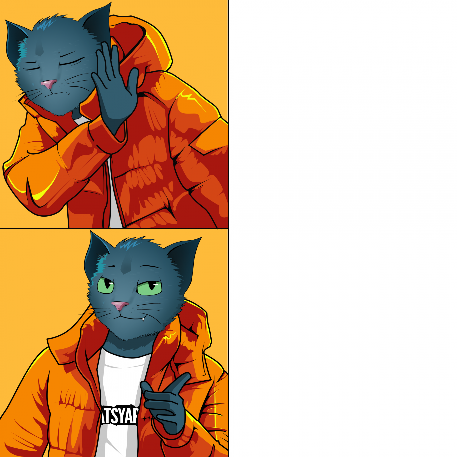 High Quality Drake Hotline Bling Meme (Catsyard Edition) Blank Meme Template