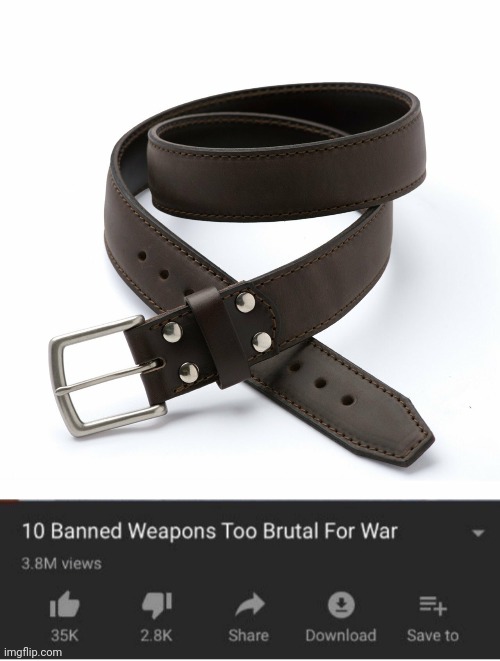 The belt | image tagged in top 10 weapons banned from war,belt,reposts,repost,memes,belts | made w/ Imgflip meme maker