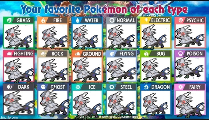 Lol | image tagged in favorite pokemon of each type,pokemon | made w/ Imgflip meme maker