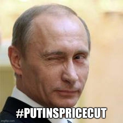 Putin Winking | #PUTINSPRICECUT | image tagged in putin winking | made w/ Imgflip meme maker